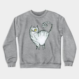 Grey curvy proud cat with stripes Crewneck Sweatshirt